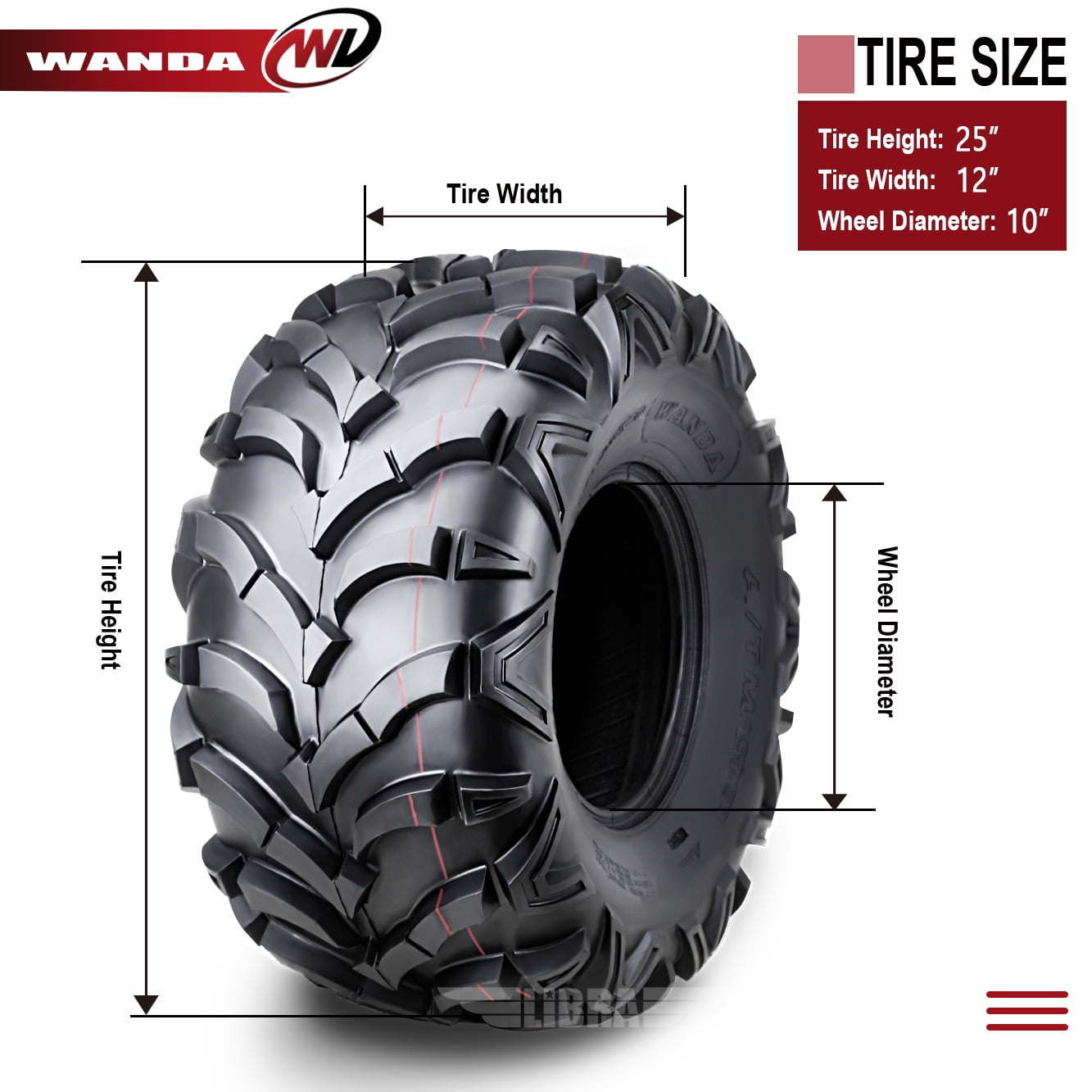 Versatile Wanda ATV/UTV Tires 25x12-10 25x12x10 /6PR P341 - 10161, Set 2