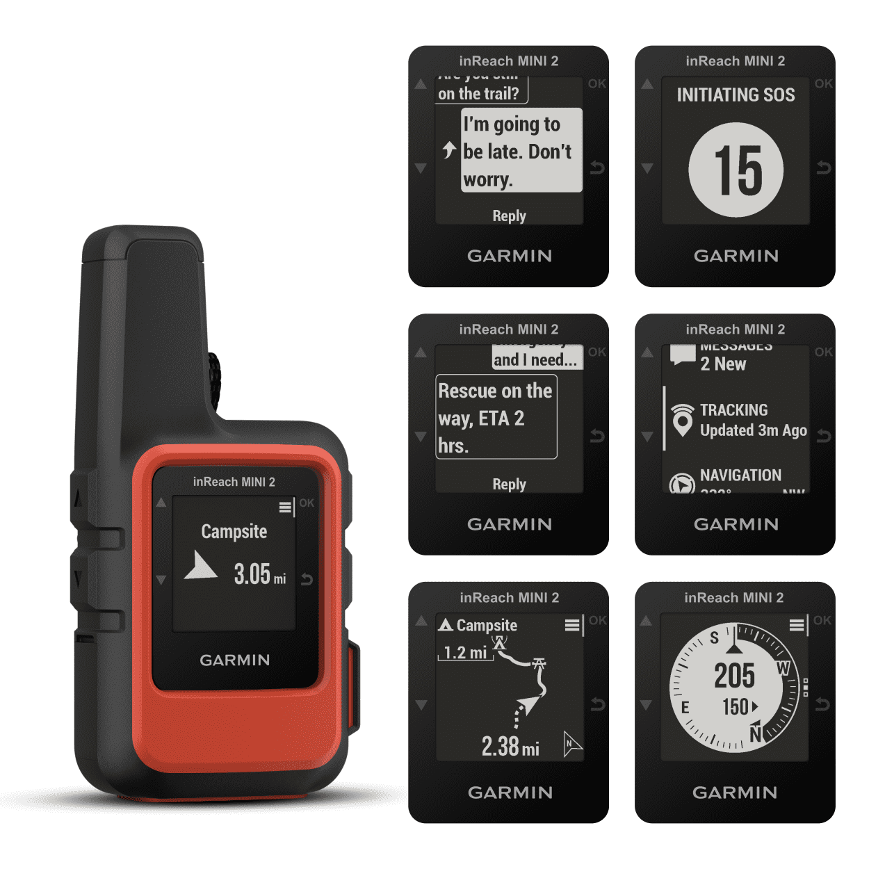 Versatile Garmin inReach Mini 2 Satellite Communicator (Flame Red), Hand-Held, Unisex Adult with Wearable4U Power Pack Bundle