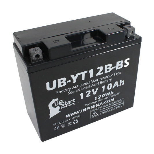 Versatile UB-YT12B-BS Battery Replacement for 2006 Yamaha XVS650 V-Star (All) 650 CC Motorcycle - Factory Activated, Maintenance Free, Motorcycle Battery - 12V, 10AH, UpStart Battery Brand