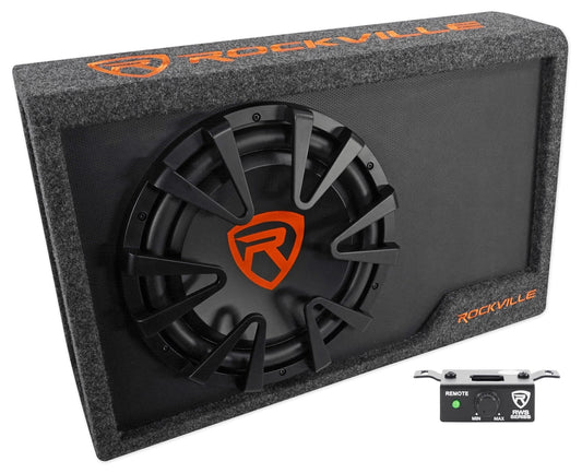 Versatile Rockville RWS12CA Slim 1200 Watt 12" Amplified Powered Car Subwoofer Enclosure