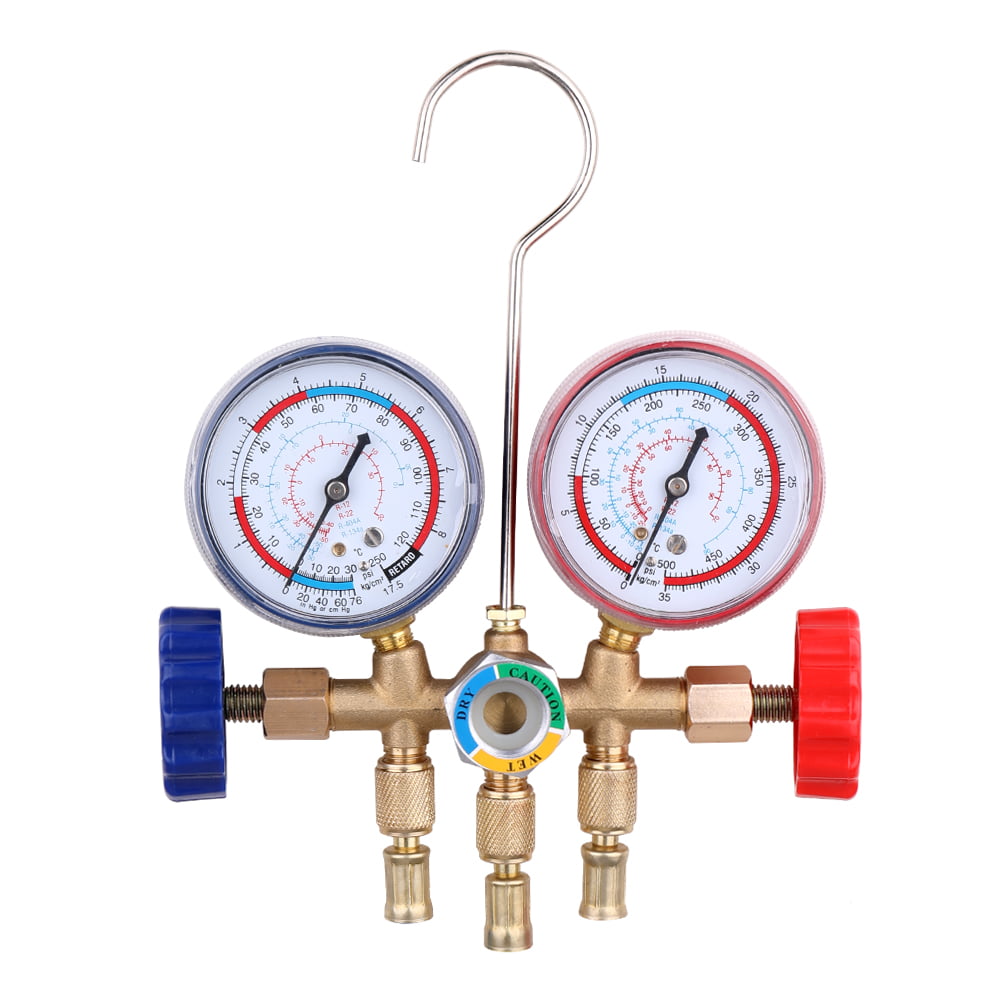 Classic Refrigerant Manifold Gauge Set Air Conditioning Tools With Hose And Hook For R12 R22 R404A R134A