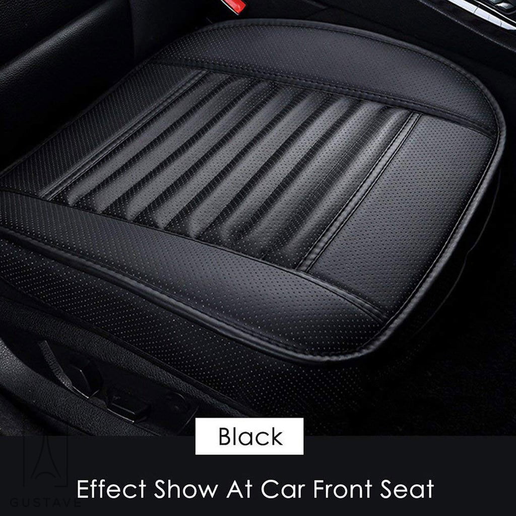 Versatile Gustave Universal Car Seat Cushion, Breathable Car Front Seat Pad with PU Leather Bamboo Charcoal Car Seat Protector for Auto Supplies Office Chair "Black"