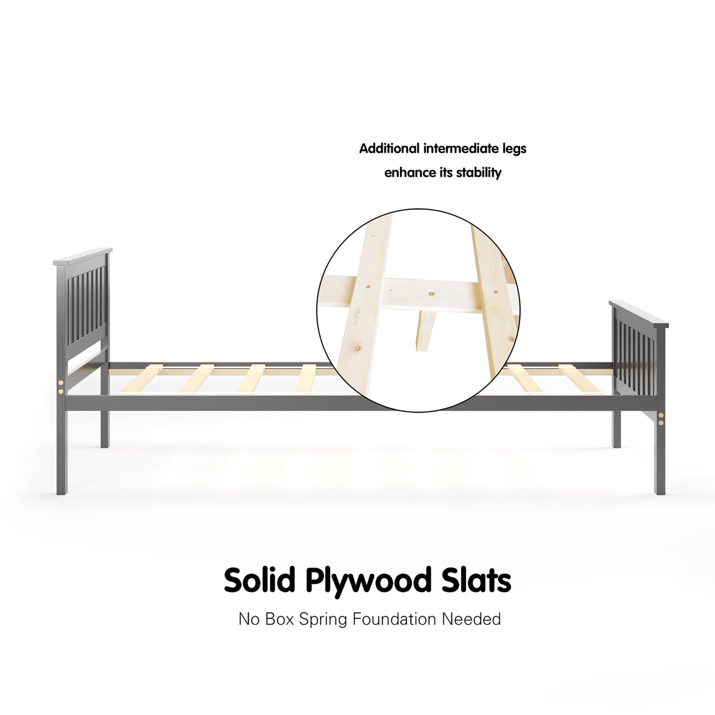 Versatile Costway Twin Wood Platform Bed with Headboard and Footboard Mattress Foundation