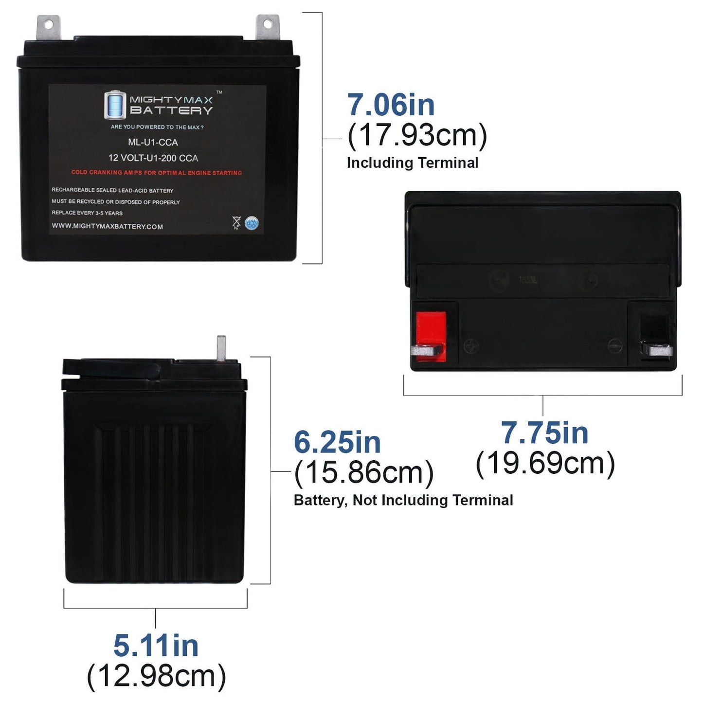 Versatile ML-U1 200CCA Battery for Bobcat by Textron ZT-226 ES Zero-Turn Mower