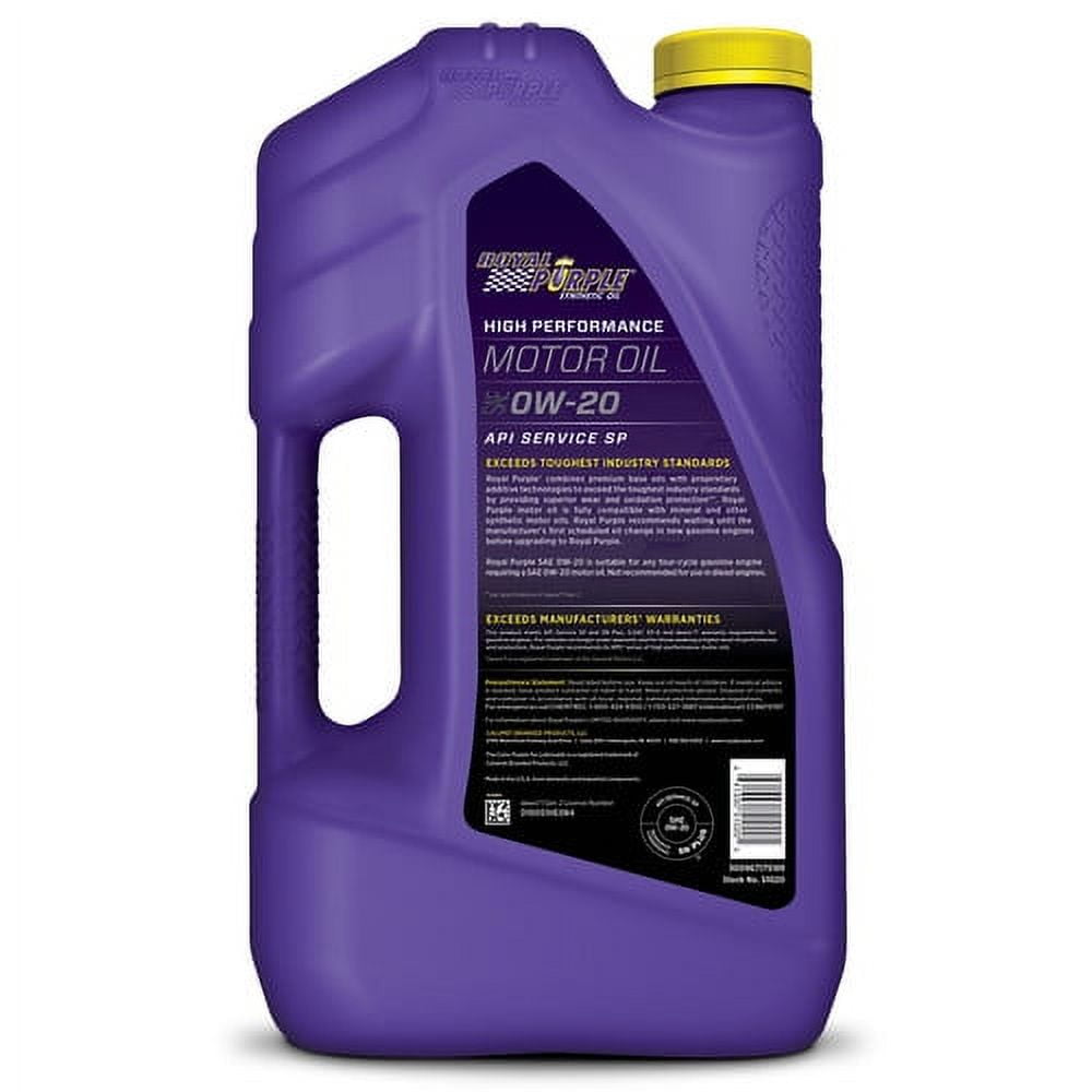 Versatile Royal Purple High Performance Motor Oil 0W-20 Premium Synthetic Motor Oil, 5 Quarts