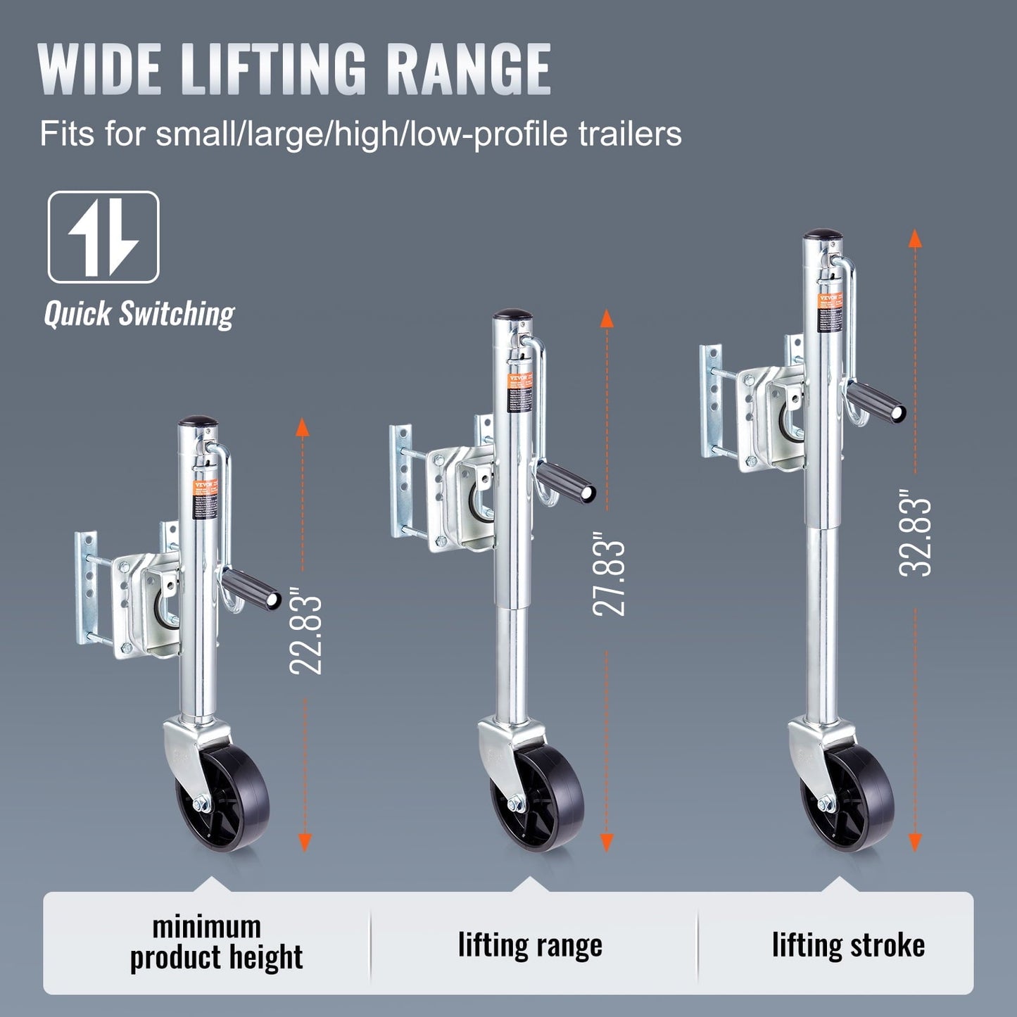 Versatile BENTISM Trailer Jack Boat Trailer Jack 32.8 in 1000 lbs with PP Wheel & Handle