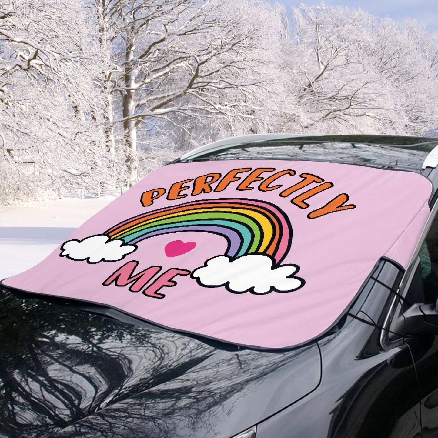 Classic JINMUZAO Rainbow Windshield Snow Ice Cover, Protects Windshield and Wipers from Weatherproof, Rain, Sun, Frost, Vehicles, Cars Trucks Vans and SUVs,55.9"x37.7"