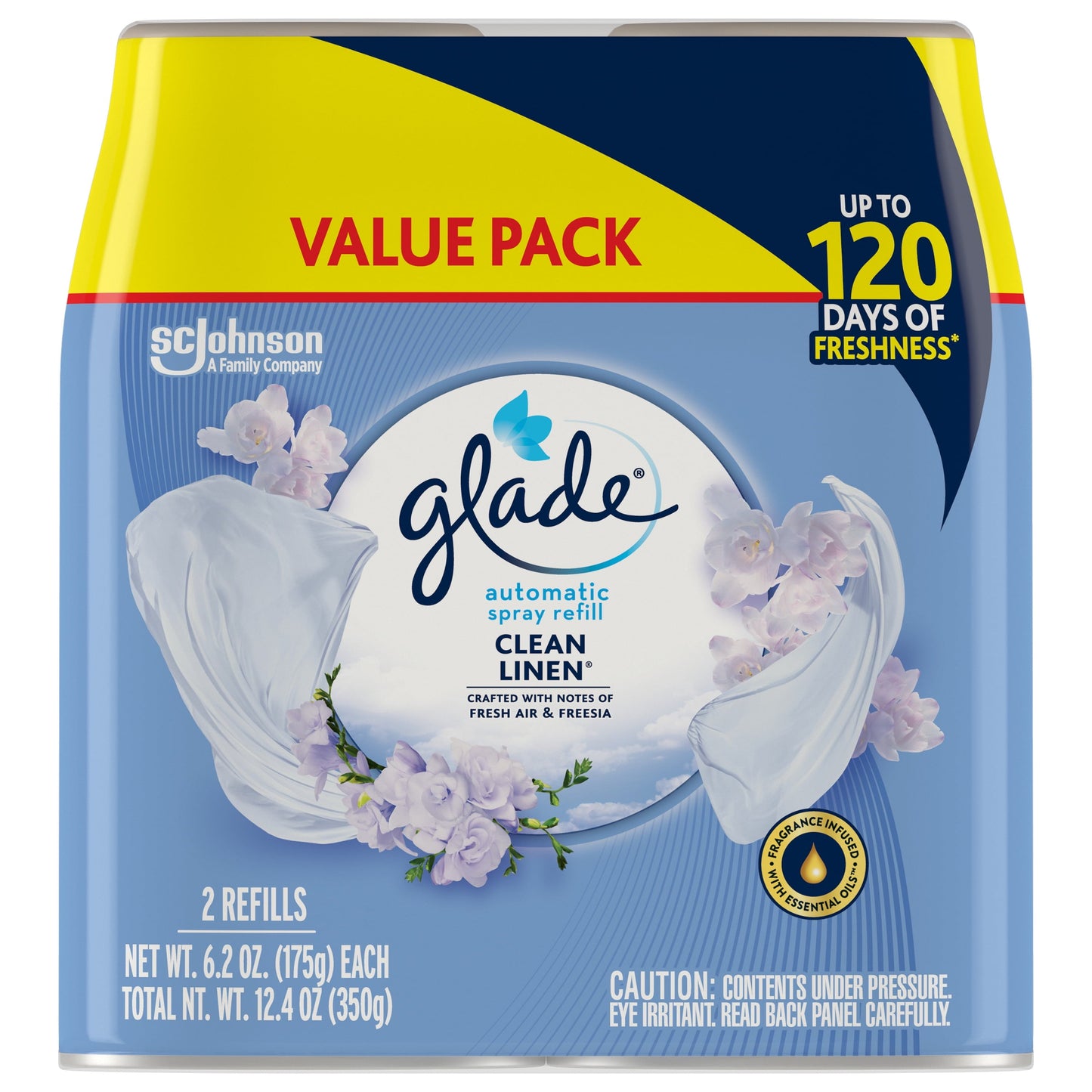 Versatile Glade Automatic Air Freshener Refill Spray Value Pack, Clean Linen, 2 Count