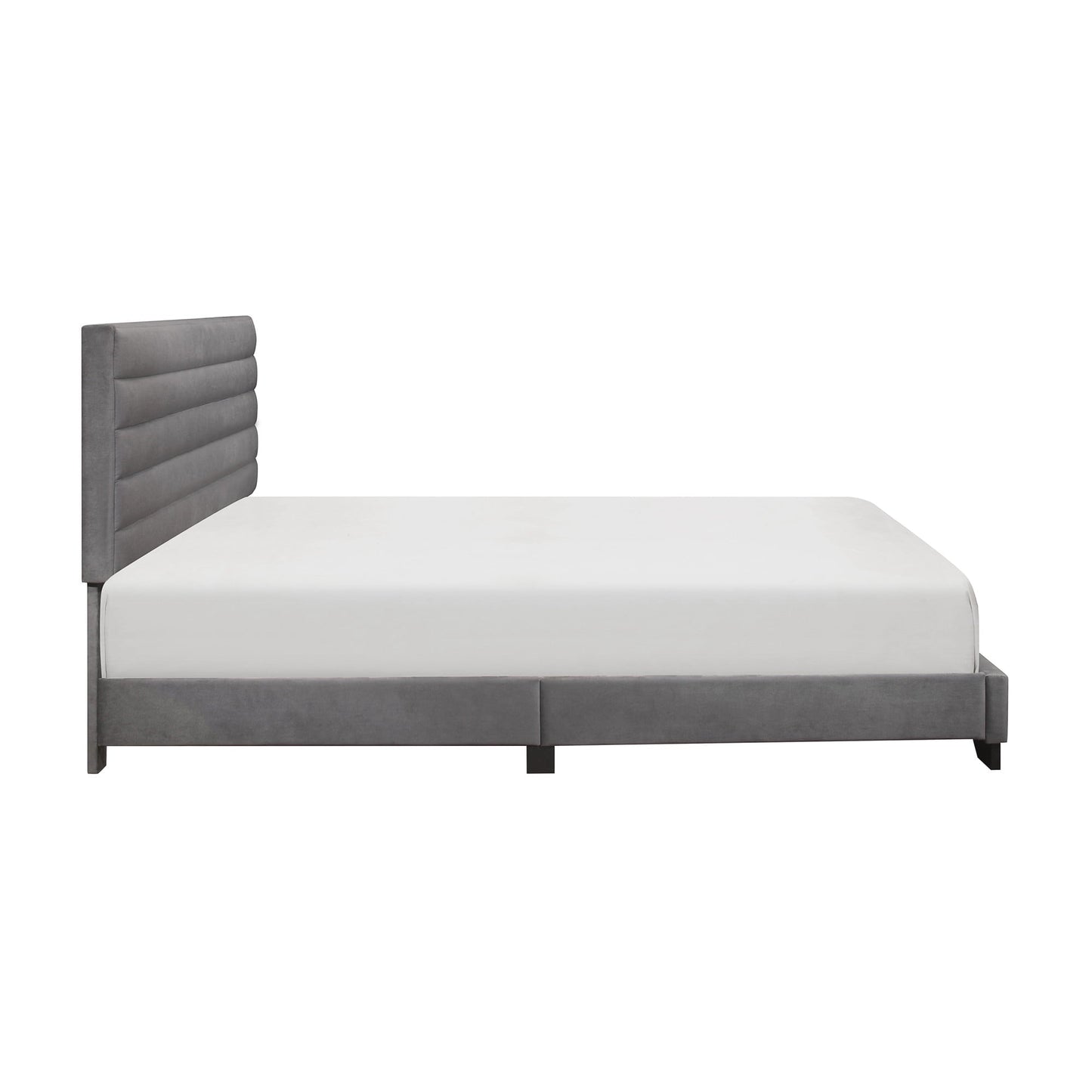 Classic Edie Upholstered Queen Horizonal Tuft Platform Bed, Charcoal