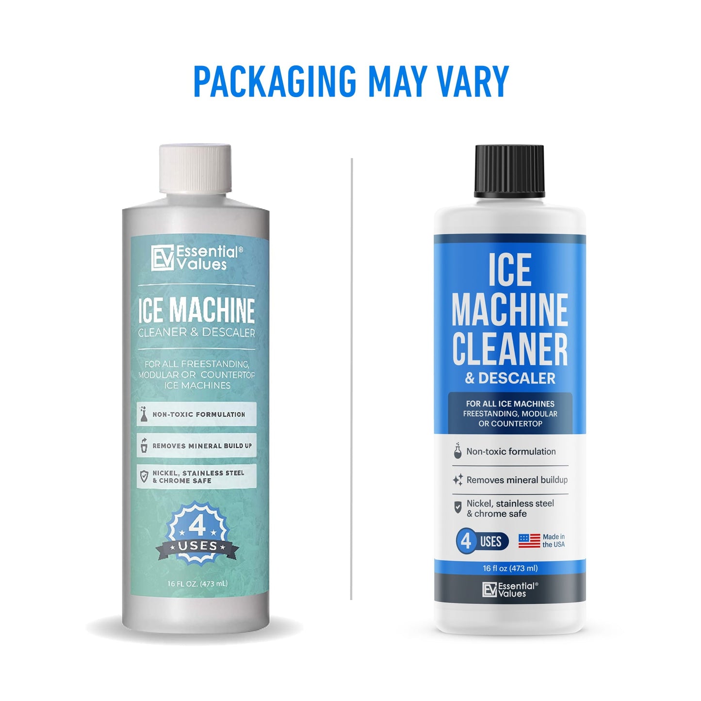 Versatile Essential Values 3-Pack Ice Machine Cleaner and Descaler,16 fl oz Compatible Ice Maker & Nickel Safe Descaler