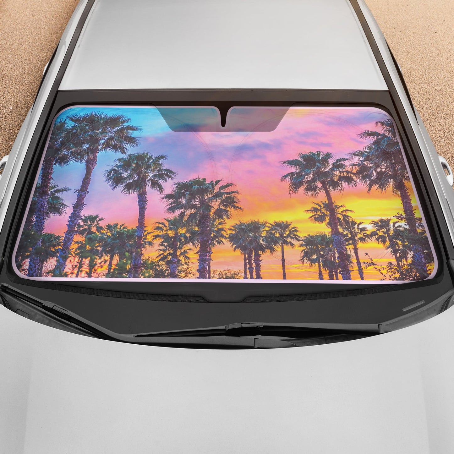 Classic BDK CBAS-3101 Sunset Palm Trees Car Window Windshield Sun Shade Visor 64"x32"