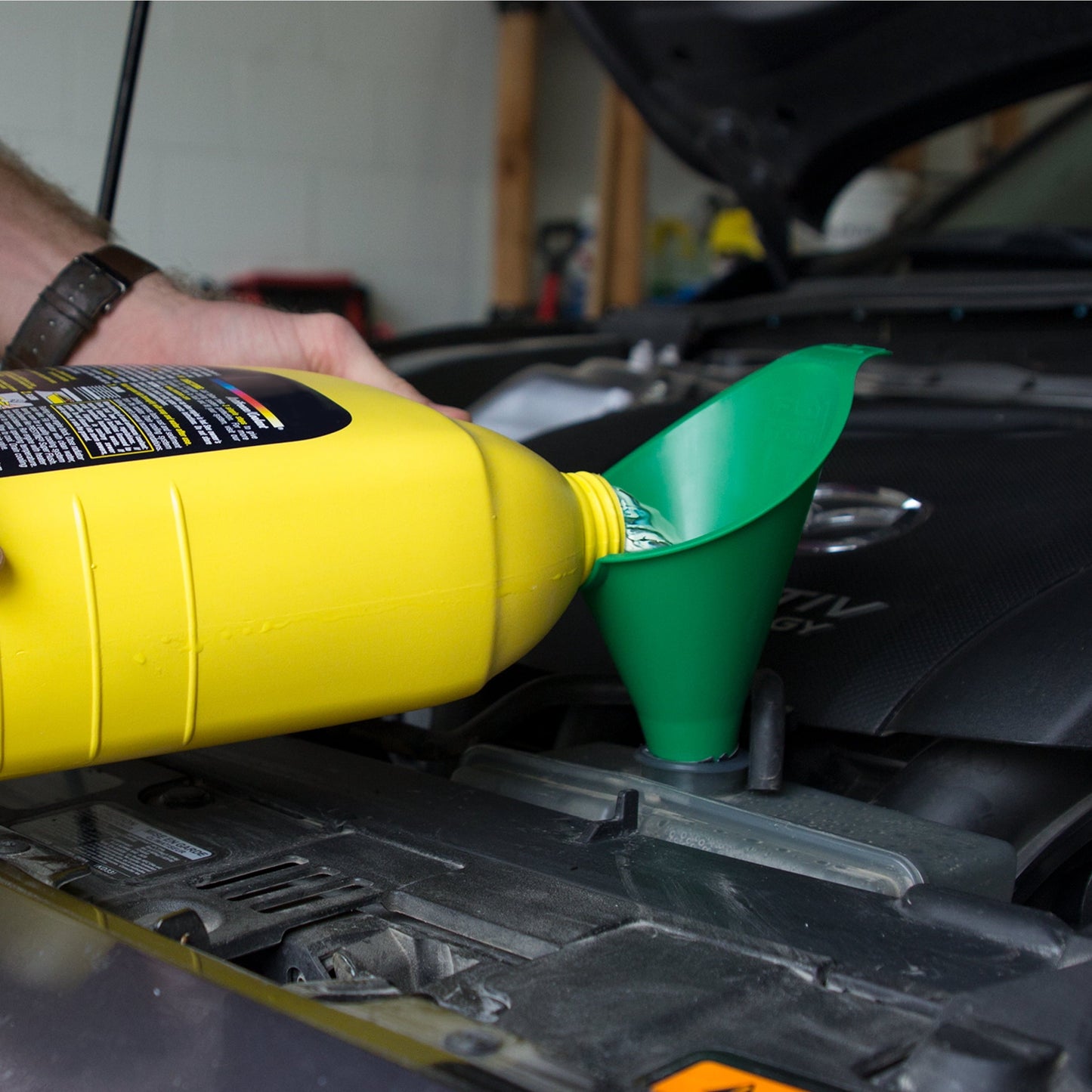 Versatile Hyper Tough Big Mouth Automotive Plastic Funnel, Green, 10713RFHT, 1 Each