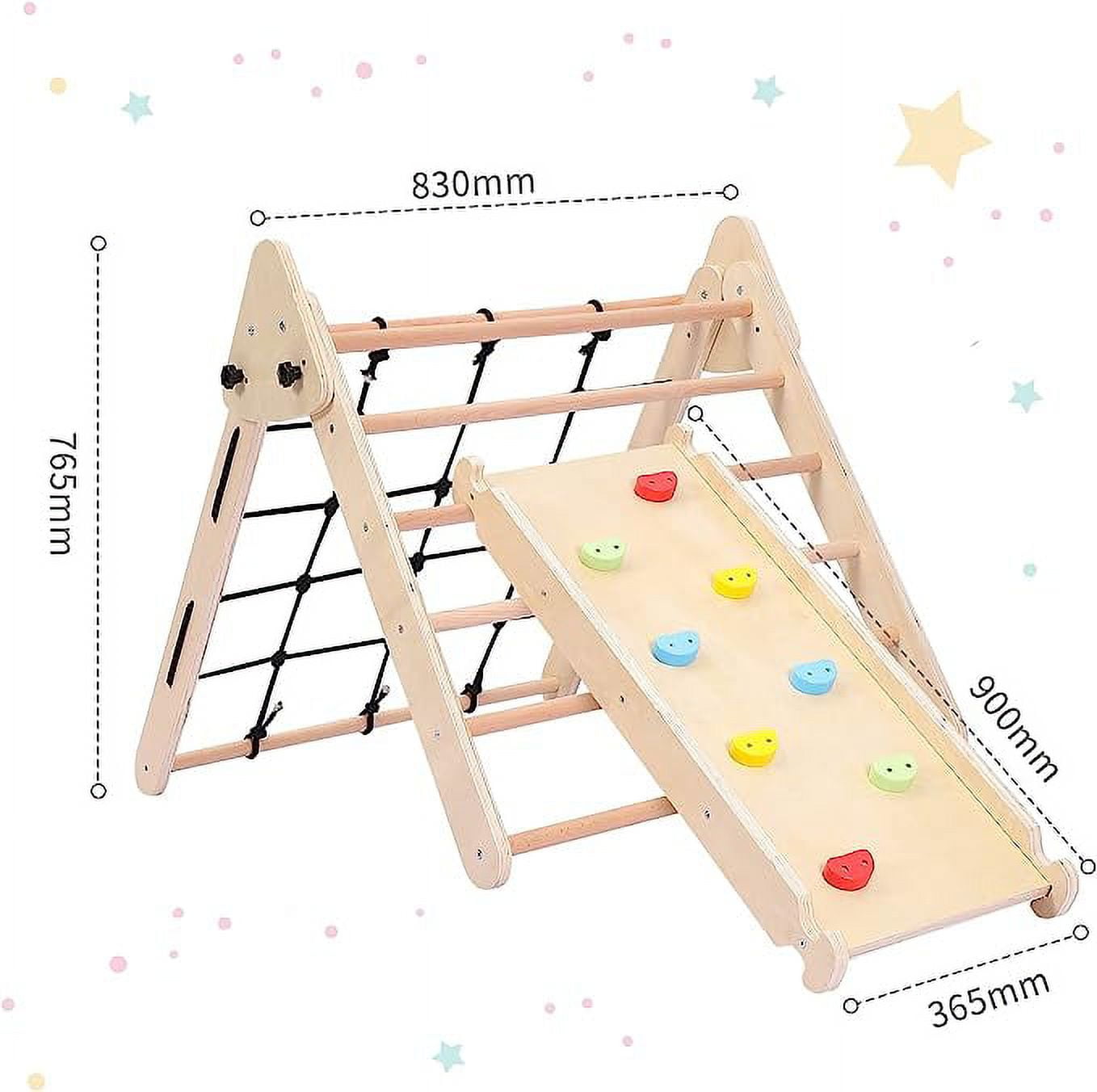 Versatile Toddler Indoor Gym Playset, 2-in-1 Wooden Climbing Toys, Triangle Folding Climbing for Climbing & Sliding for Boys and Girls,18M+