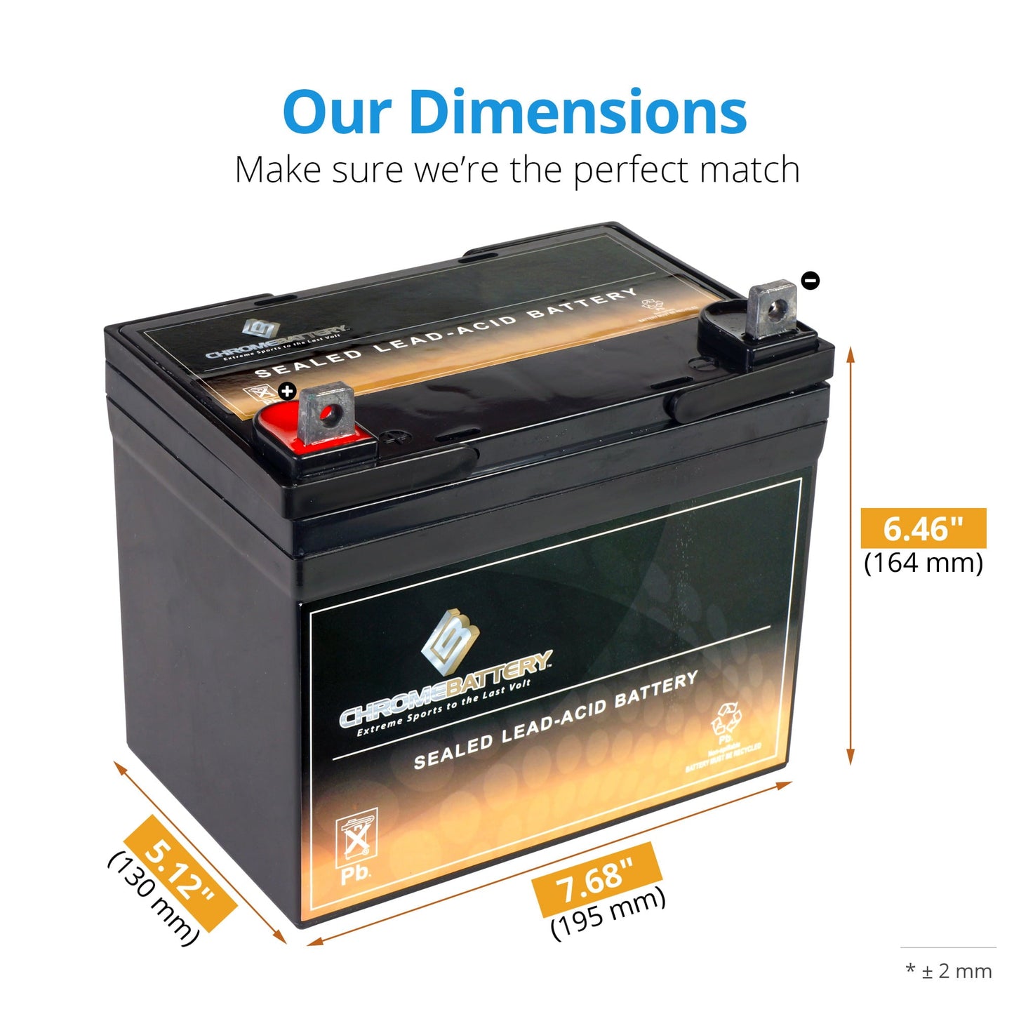 Classic Chrome Battery 12V (12 Volts) 35Ah Battery for Mtd Products 495 Lawnmower