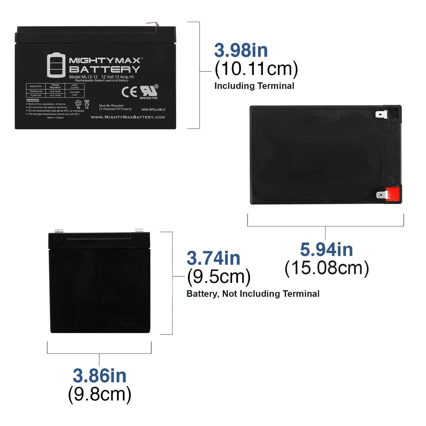 Classic 12V 12AH Replacement Battery for 6-DGM-12, 6-FM-12