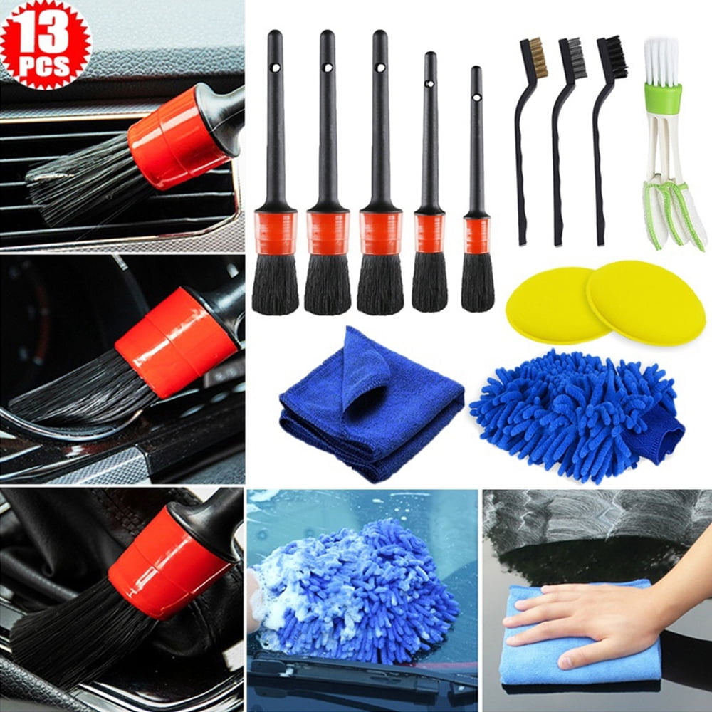 Versatile HOTBEST 13pcs Detailing Brush Set, Brush Car Detailing Kit, Car Brush Detailing Brush Set Dirt Dust Clean Brushes For Car Interior Exterior Leather Air ents Cleaning