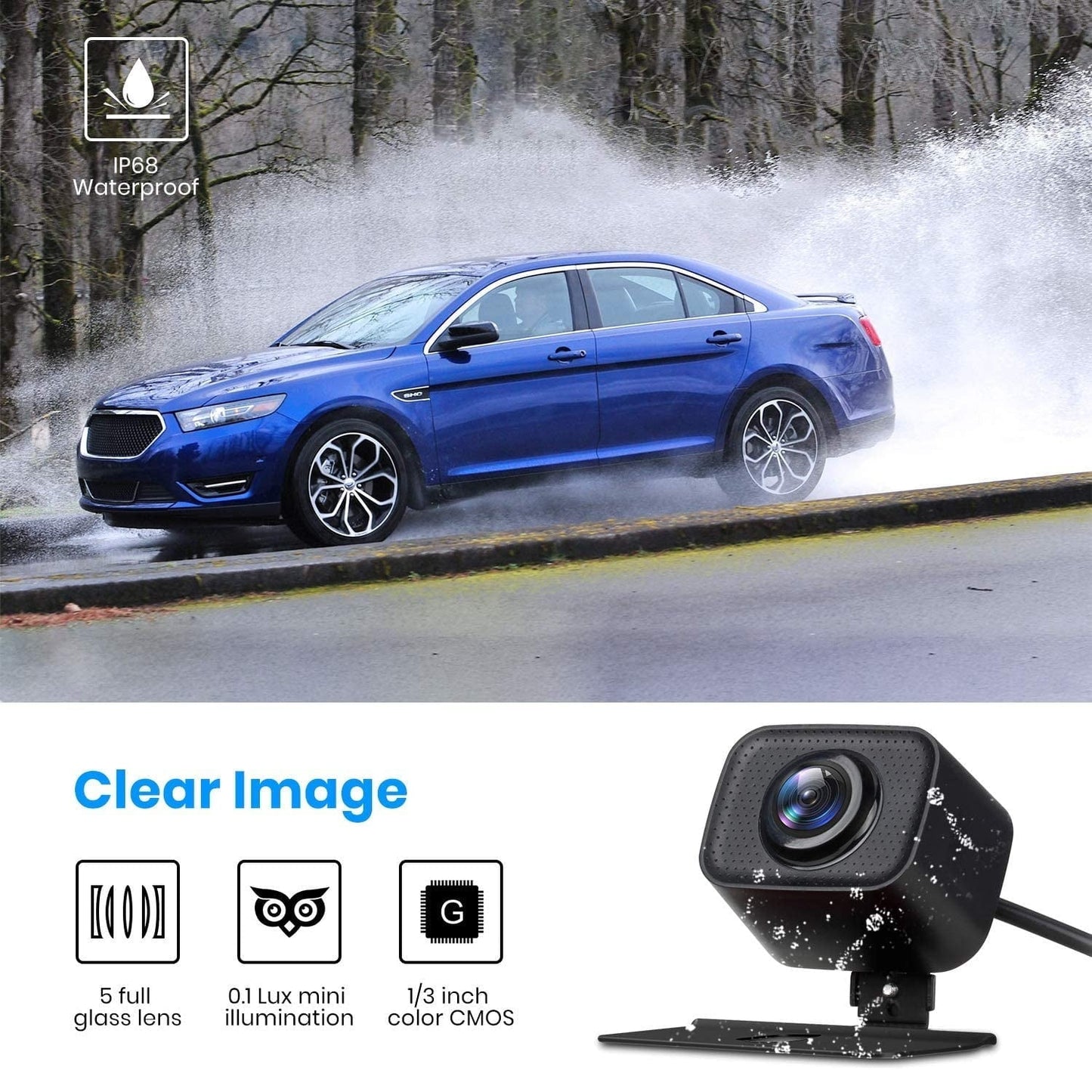 Classic Auto-Vox Backup Camera Wireless 5'' Monitor Kit, Waterproof Rear View Camera Reversing Parking System for Trucks, SUV, and Universal Cars