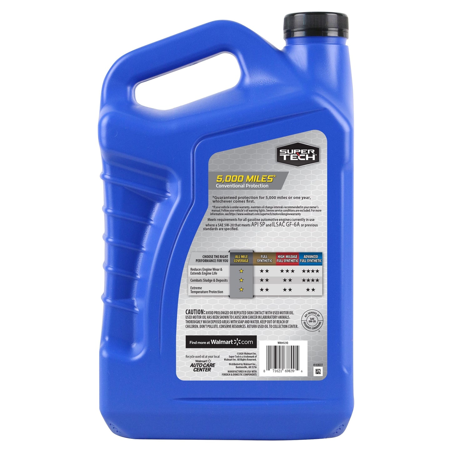 Versatile Super Tech All Mileage Synthetic Blend Motor Oil SAE 5W-20, 5 Quarts