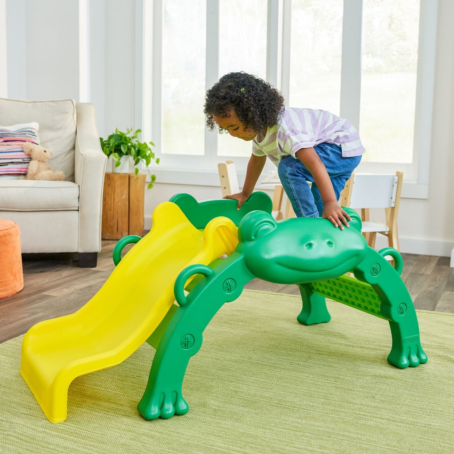 Versatile KidKraft Hop and Slide Frog Toddler Climber for Indoor/Outdoor, Green, For Ages 1.5-3 Years