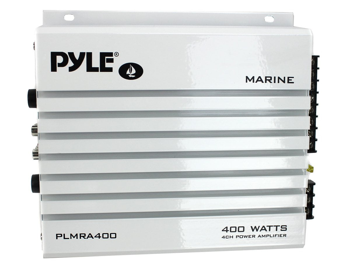 Classic Pyle PLMRA400 400 Watt 4 Channel Waterproof Marine Boat Audio Amplifier, White