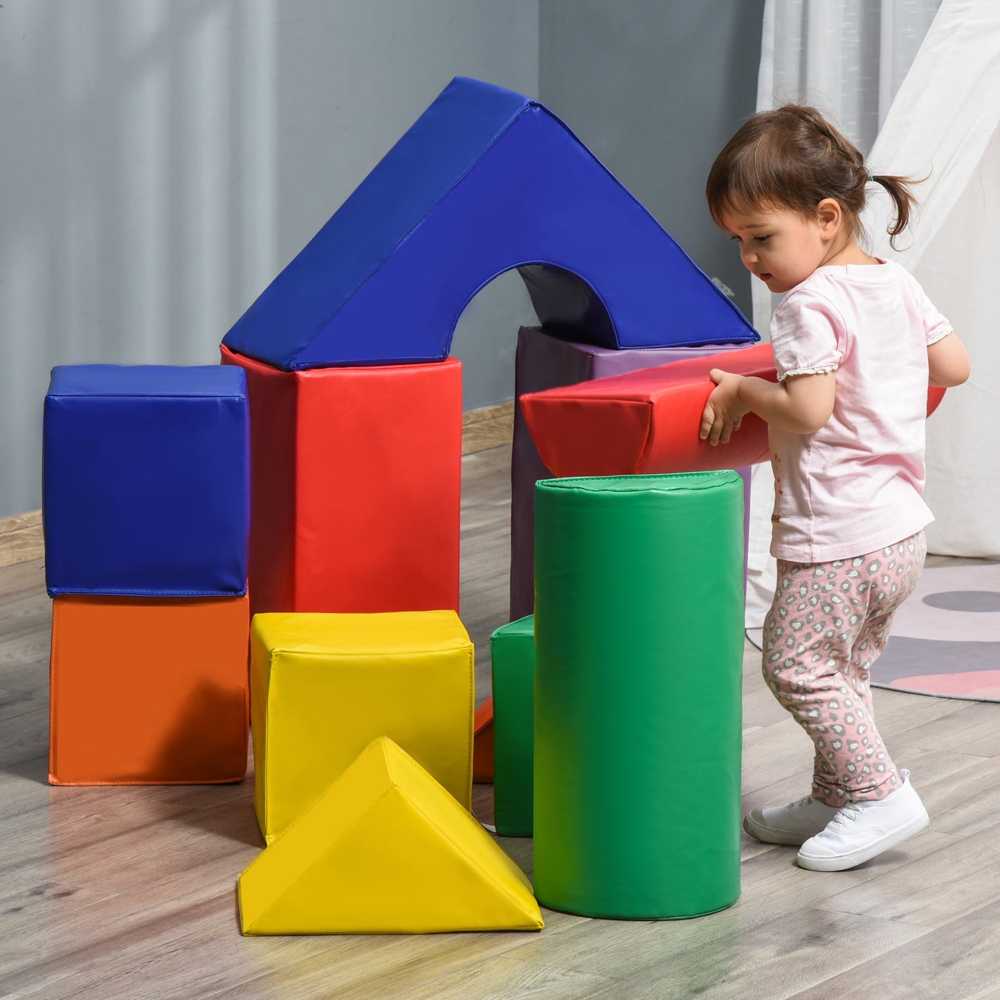 Versatile Soozier Foam Climbing Blocks for Toddlers, 11-Piece Climb and Crawl Activity Playset Building Blocks, for Aged 1-3 Years Old