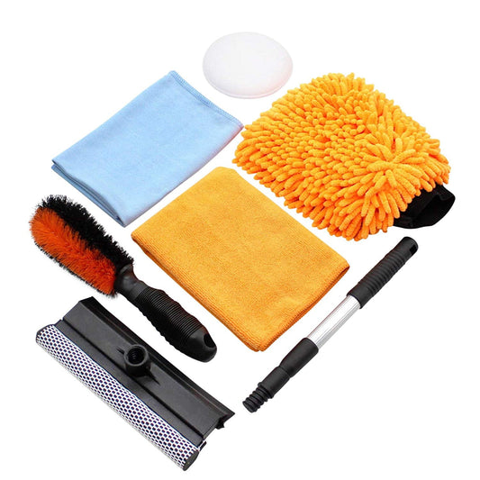 Versatile Scrubit Car Cleaning Tools Kit by Scrub it- squeegee Car Wash Brush, Wheel Brush, Microfiber Wash Mitt and Cloth - For Your Next Vehicle Wash and Wax with our 6 Pc Cleaning Accessories