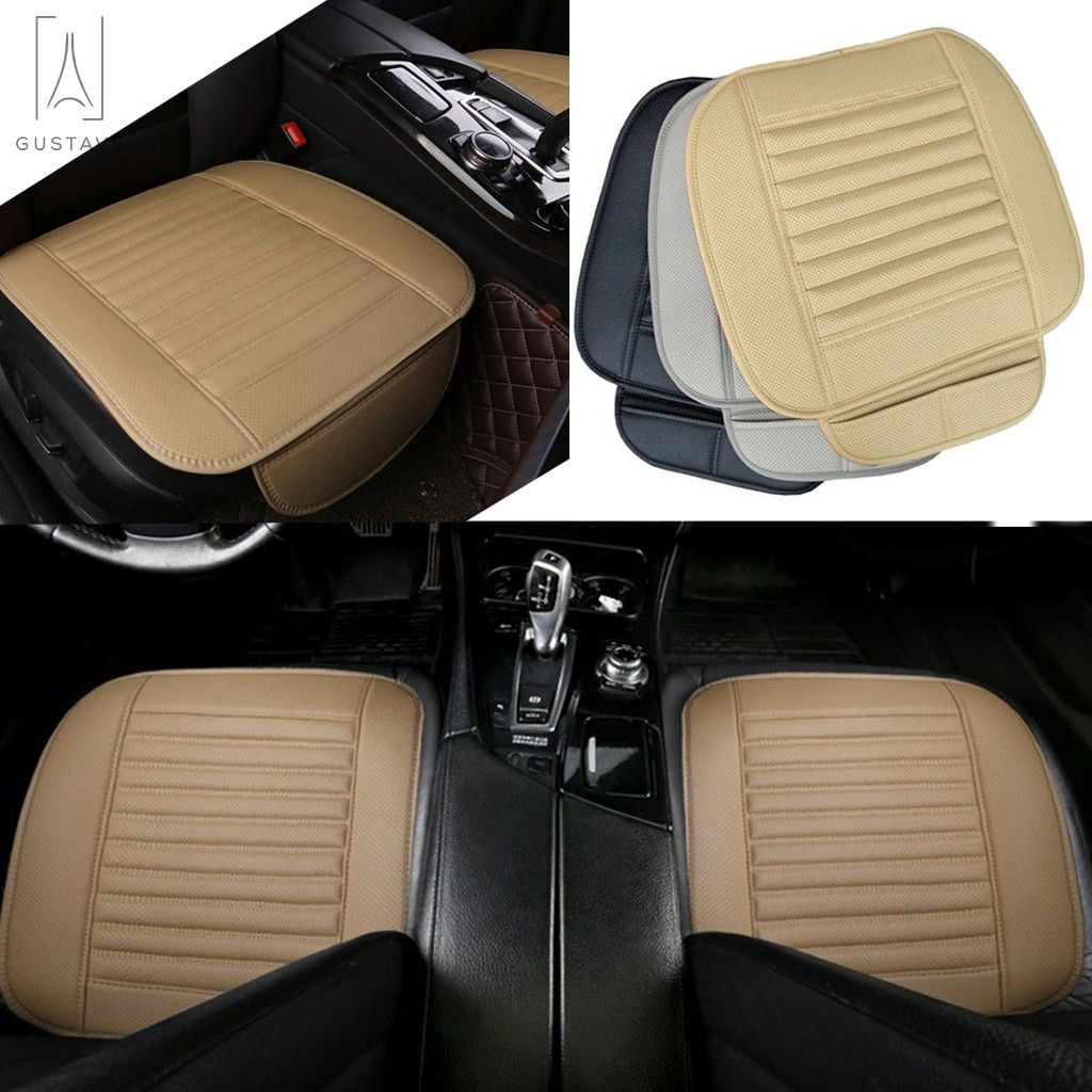 Versatile Gustave Universal Car Seat Cover, Car Front Seat Cushion Breathable PU Leather Pad Mat Non Slip Bottom for Auto Supplies Office Chair with Storage Pouch "Gray"