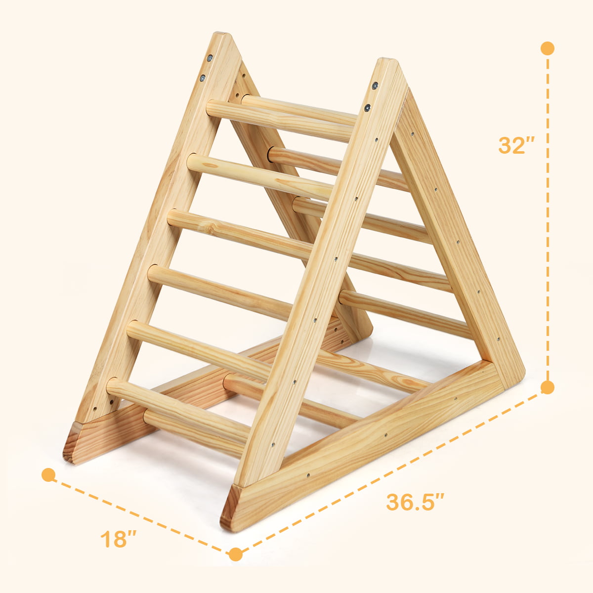 Versatile Costway Wooden Climbing Pikler Triangle with Climbing Ladder For Toddler Step Training, Natural