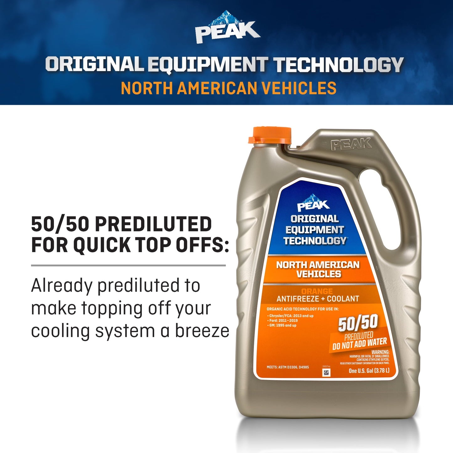 Classic PEAK Original Equipment Technology Antifreeze for North American Vehicles - Orange