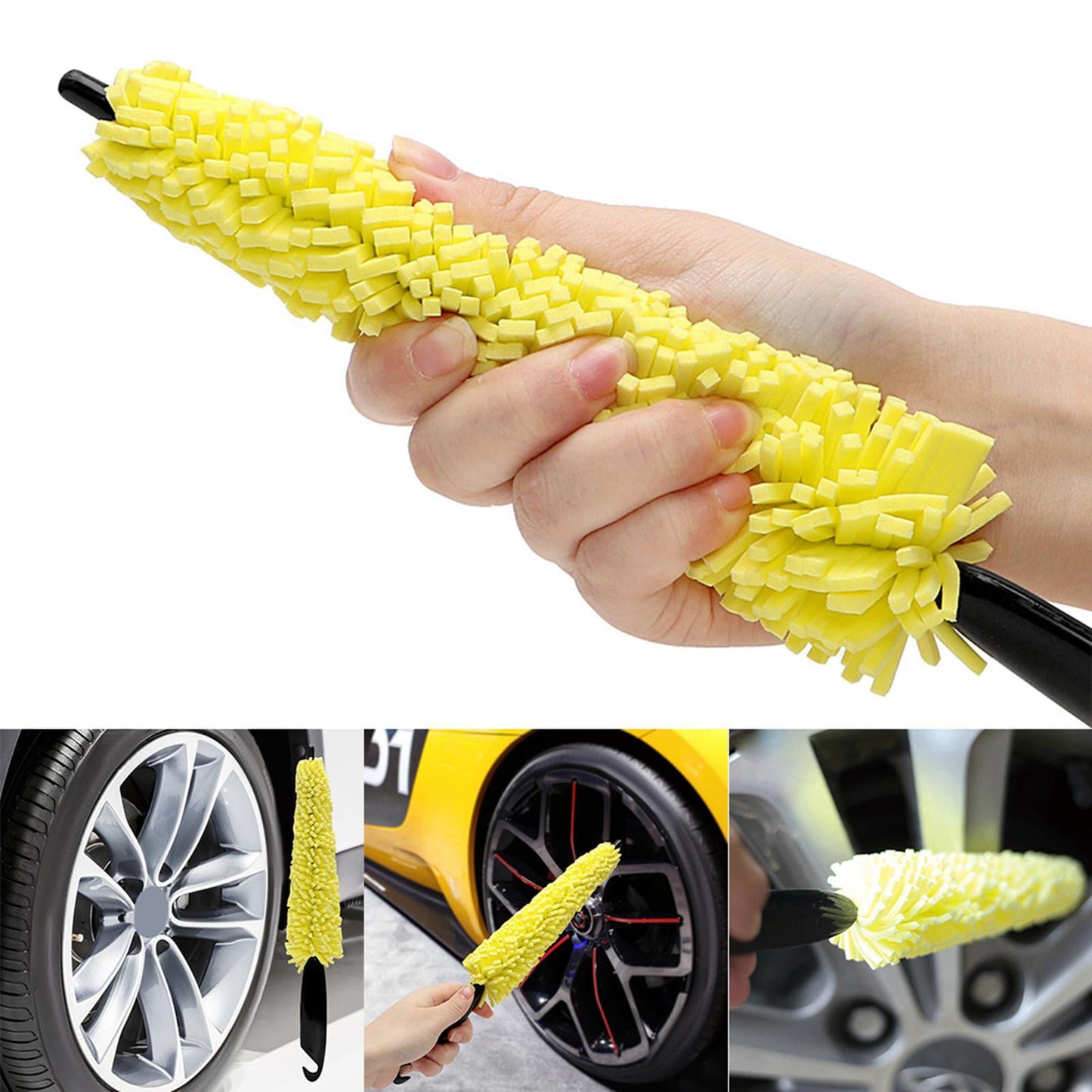 Versatile Car Wheel Tire Rim Brush, Rim Scrubber Supplies Cleaner Car Wash Equipment Cleaning Tools Duster Car Accessories for SUV Car Motorcycle