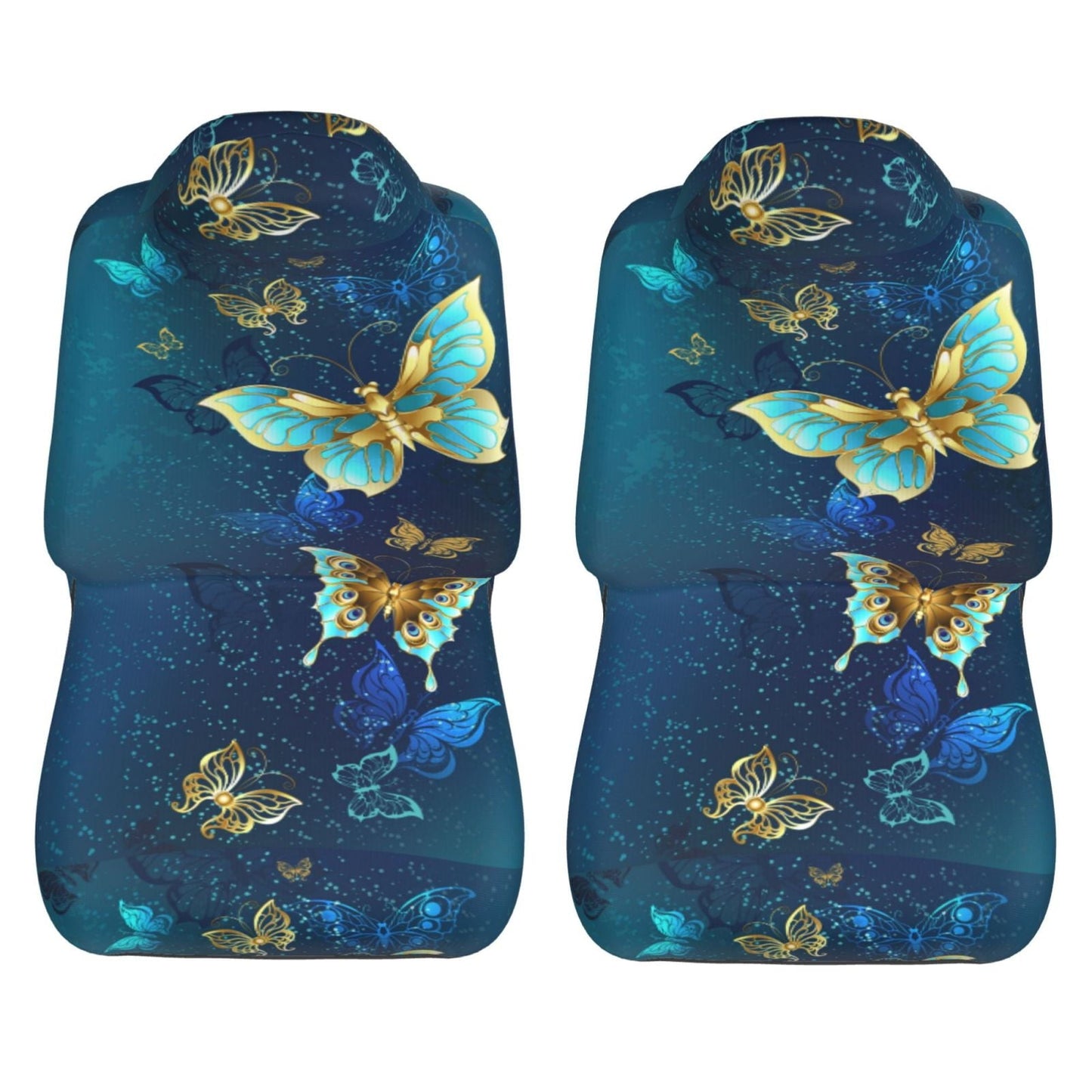 Versatile KAKALAD Blue butterfly Car Seat Covers Set Vehicle Front Seats Protector 2 Pcs