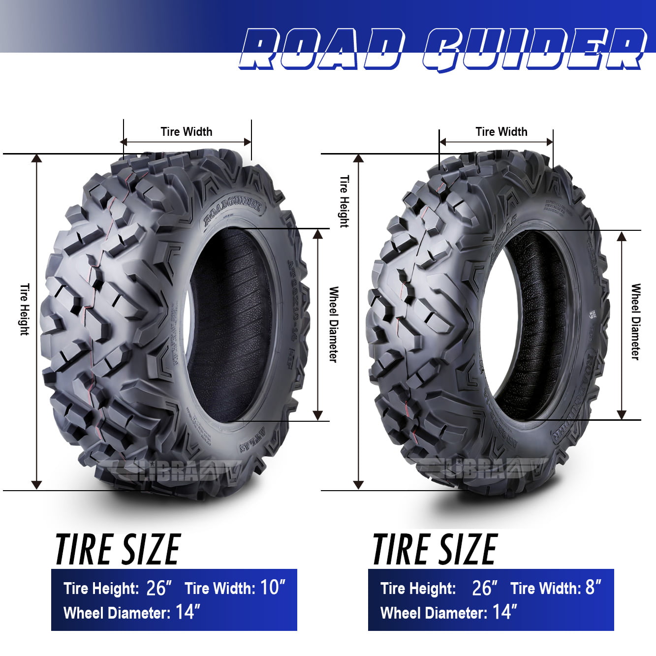 Versatile Set of 4 ATV UTV Tires 26x8-14 26x8x14 Front & 26x10-14 26x10x14 Rear 6PR