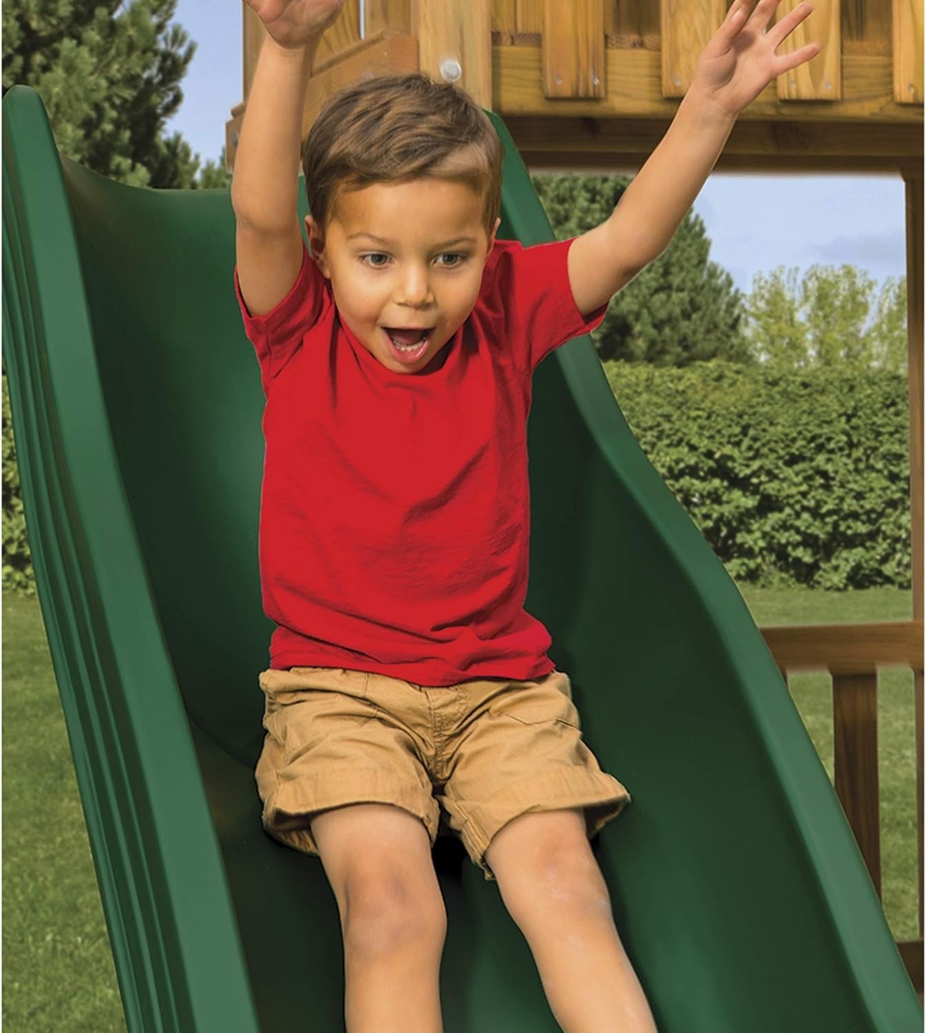 Versatile PlayStar Green Scoop Wave Slide PS 8824 Swing Set Accessory for Wooden Play Sets