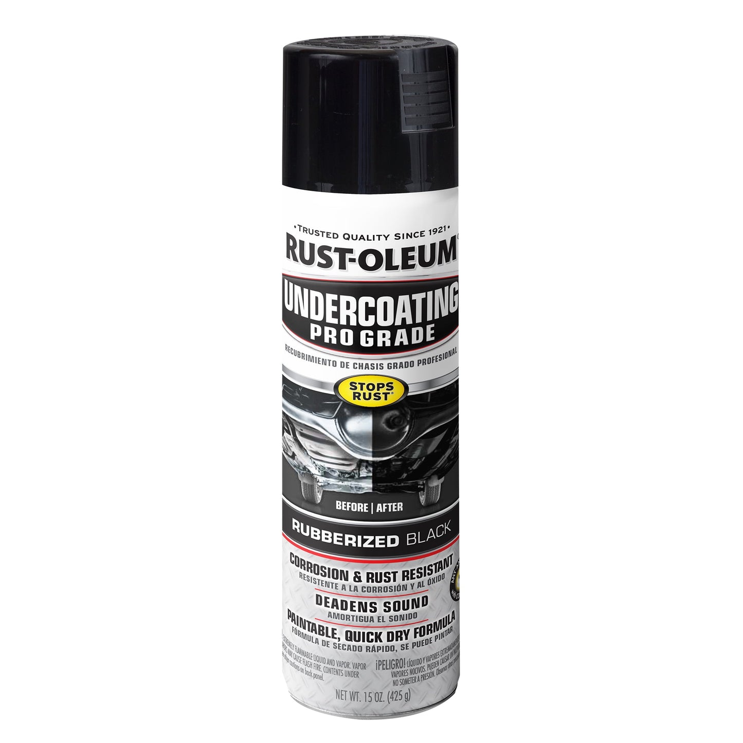 Versatile Black, Rust-Oleum Automotive Rubberized Undercoating Matte Spray paint-248656, 15 oz