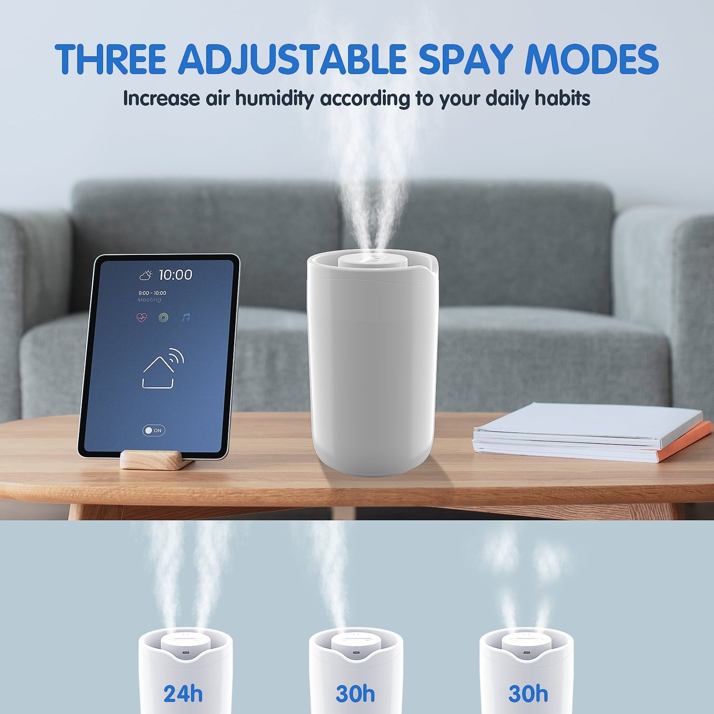 Versatile MASBRILL Humidifiers for Bedroom, 2.5L Cool Mist Humidifier for Baby, Small Air Humidifier, White