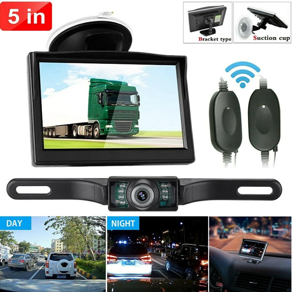 Classic Car Backup Camera 5-inch Hd Monitor Wireless Transmitter Receiver Infrared Night Vision Rear View Parking System