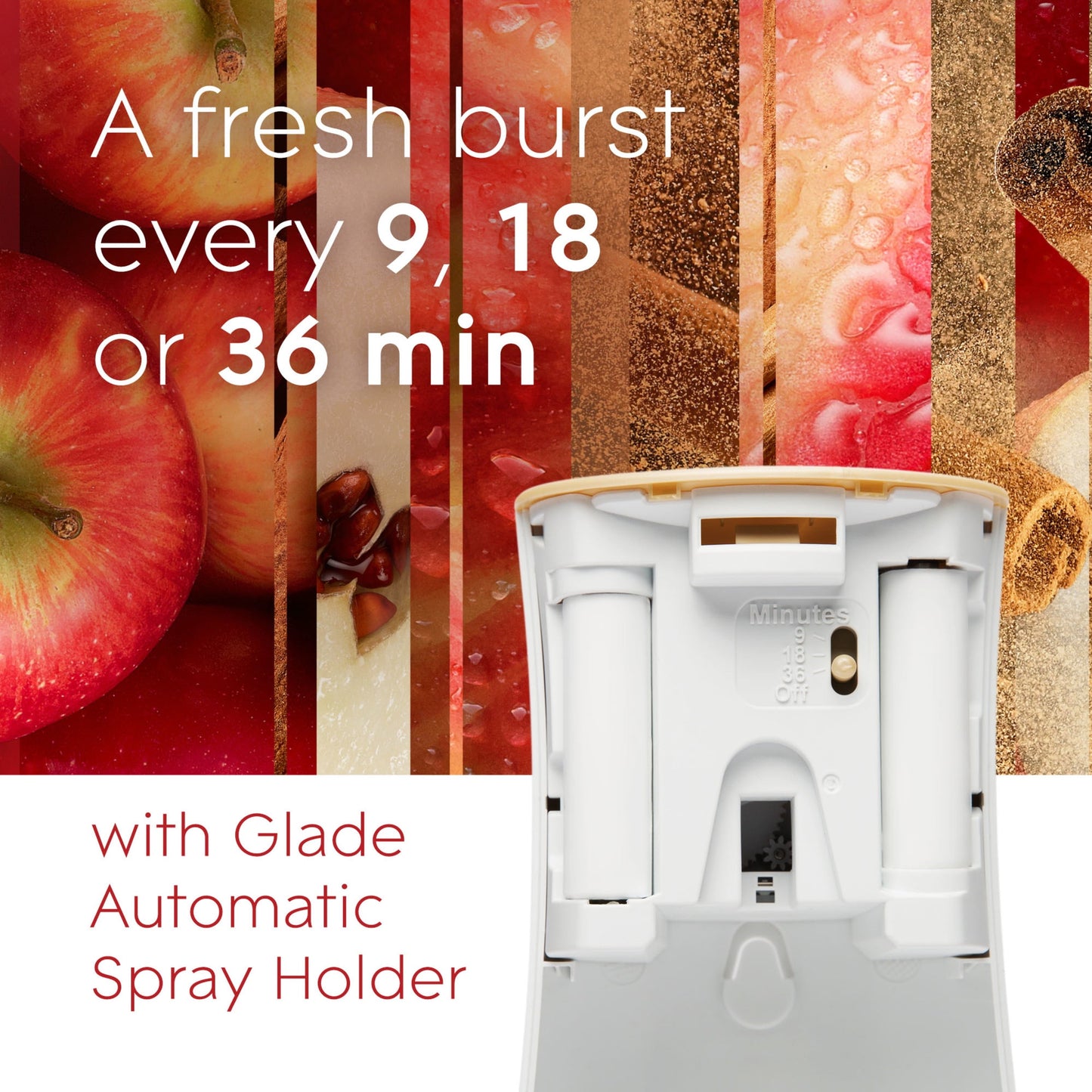 Versatile Glade Automatic Spray Refill 2 CT, Apple Cinnamon, 12.4 OZ. Total, Air Freshener