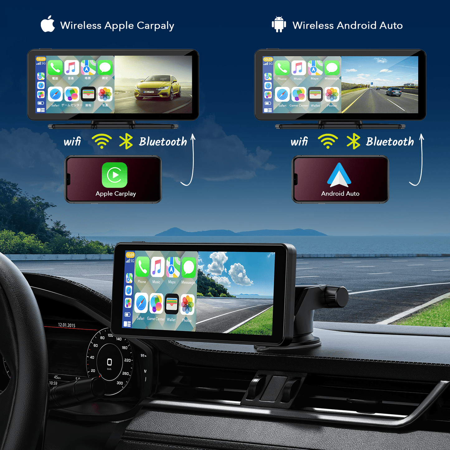 Classic Lamtto 6.86 inch Touch Screen Car Stereo for Vehicle Wireless Apple Carplay&Android Auoto with Backup Camera, Built-in Multimedia Player Audio, GPS