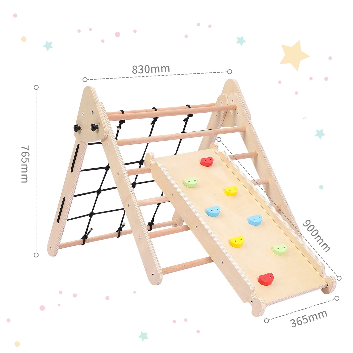 Versatile Garvee 2-in-1 Wooden Climbing Toys, Foldable Triangle Ladder Toy, with Ramp, Slide or Climb, Indoor Gym Playground Playset for Toddlers