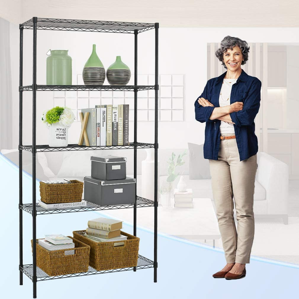 Classic BestOffice 5 Tier Wire Shelving Unit 1250lb Capacity Black