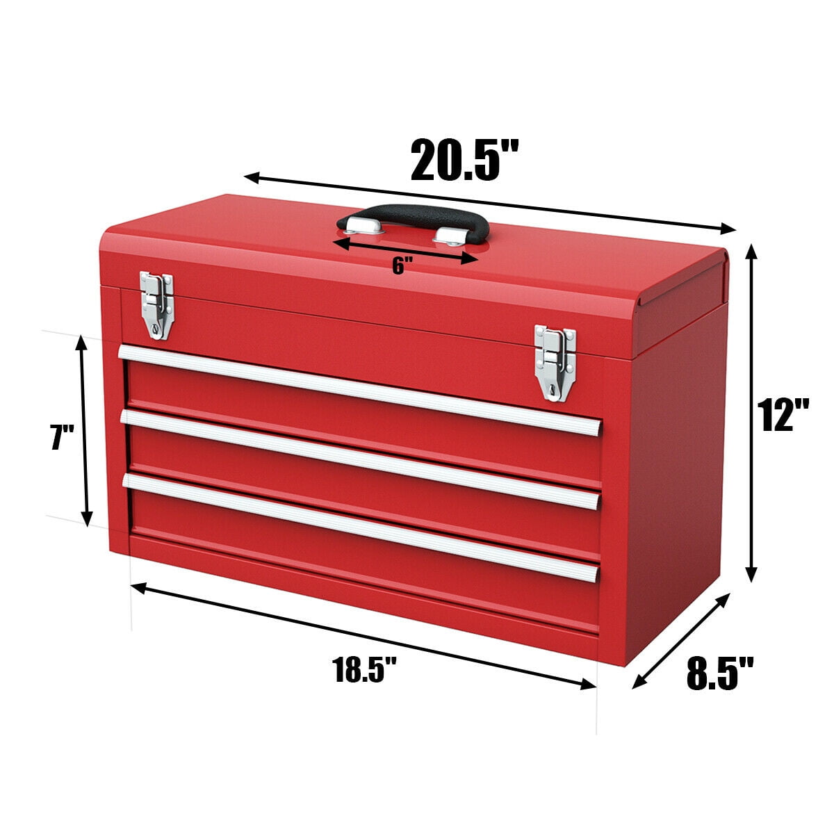 Versatile Costway Portable Tool Chest Box Storage Cabinet Garage Mechanic Organizer 3 Drawers Red