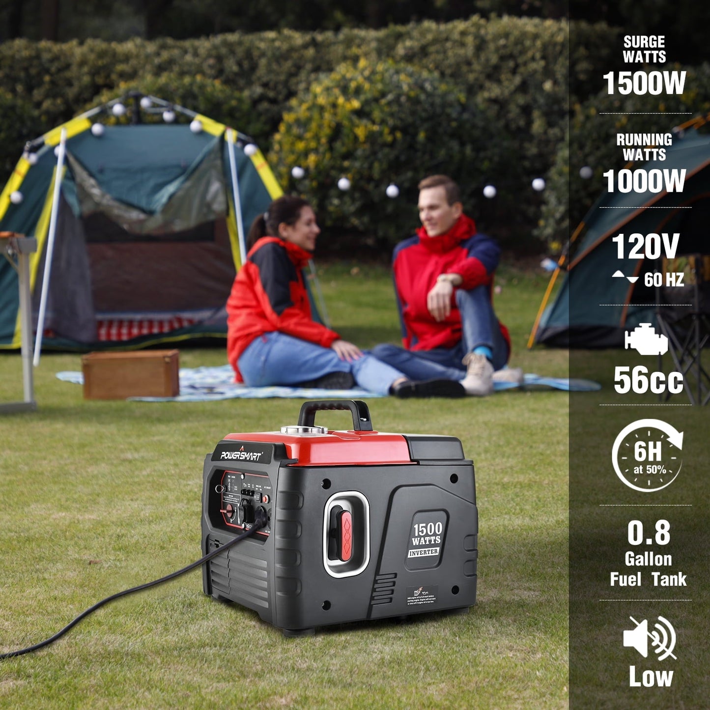 Classic PowerSmart 1500 Watt Portable Gas Power Generator for Outdoor Camping and Home Use, Inverter Generator , PS55