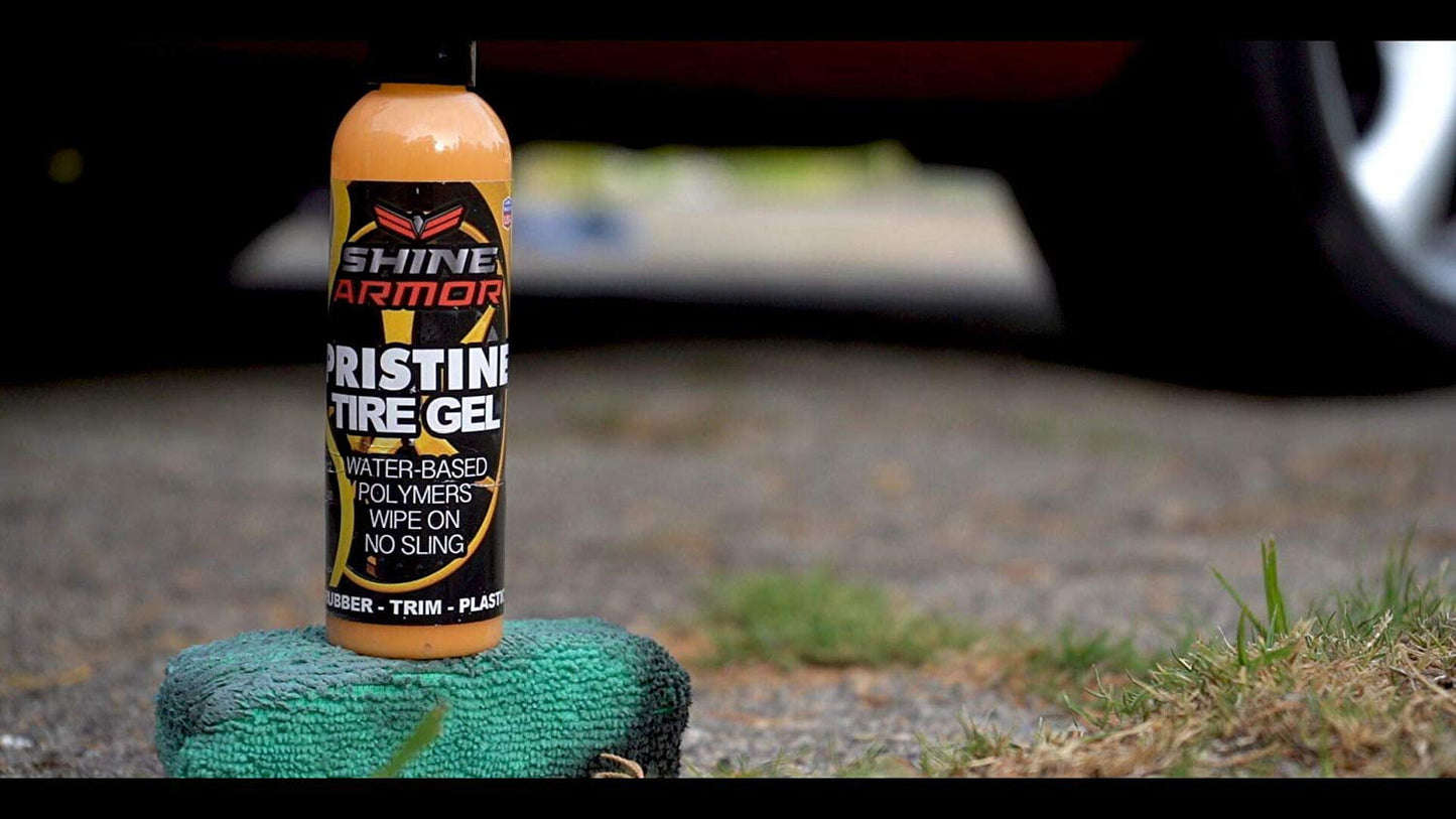 Versatile Shine Armor Pristine Tire Shine Dressing & Cleaner Gel, No Sling Formula, 4 oz.