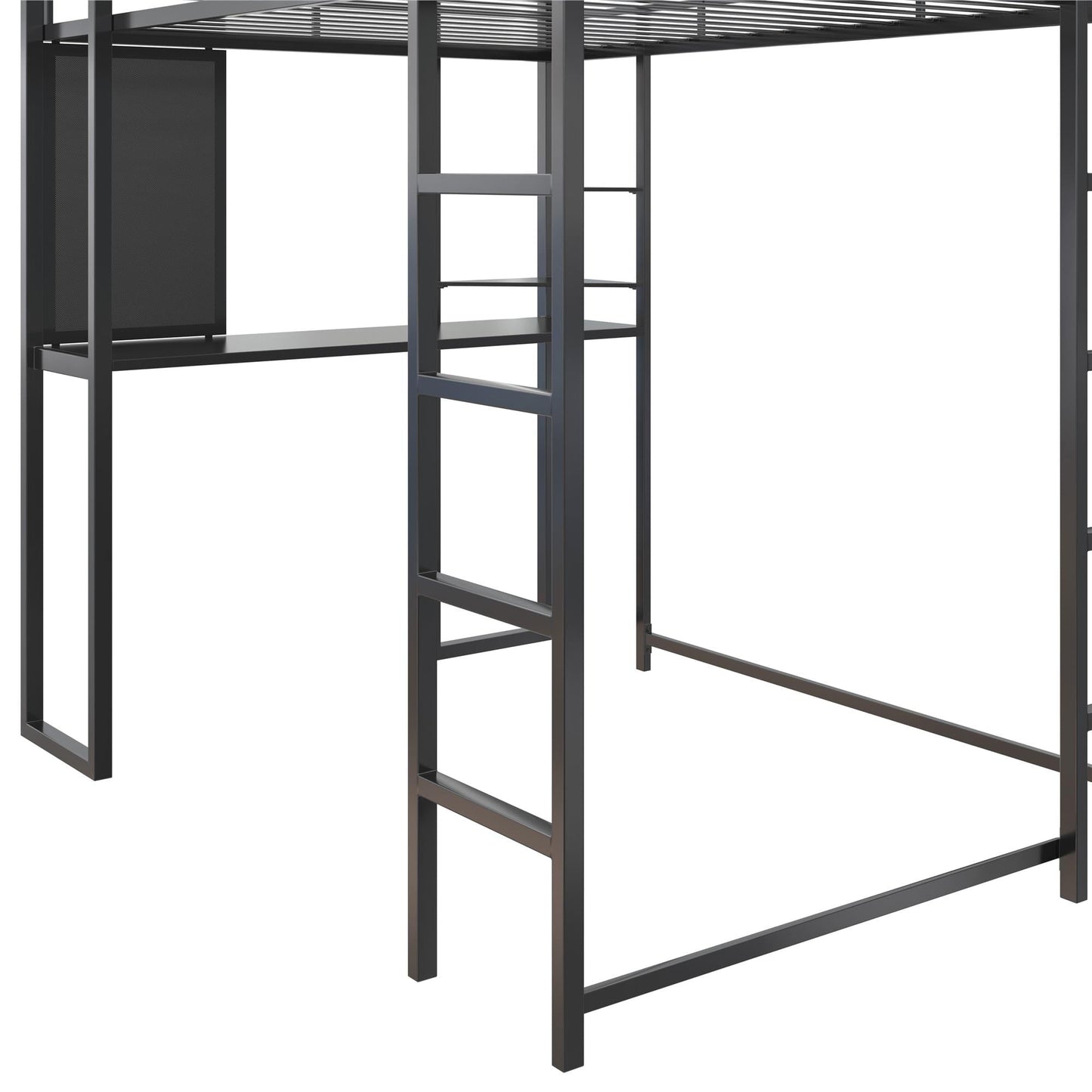 Versatile Teen Novogratz Hunter Full Size Metal Loft Bed, Black