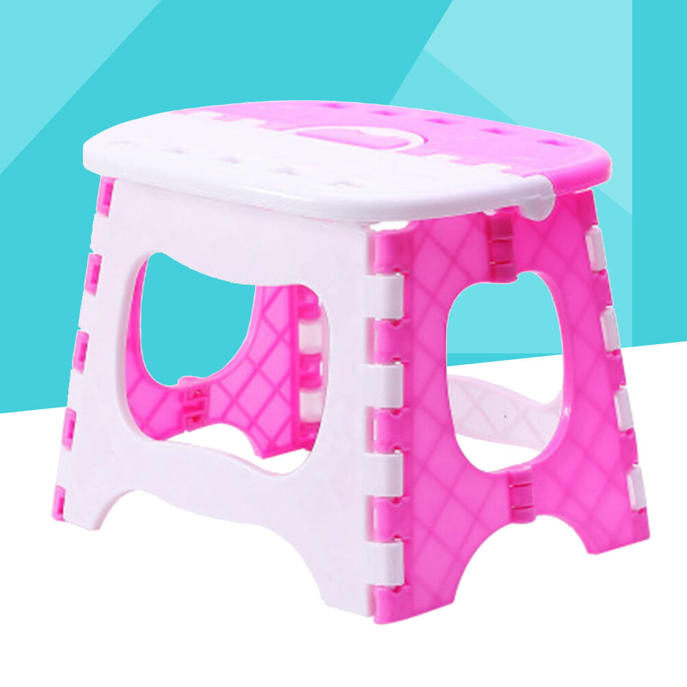 Classic Plastic Folding Step Stool Portable Stool for Kids Home Bathroom Garden Kitchen Livingroom (Pink)