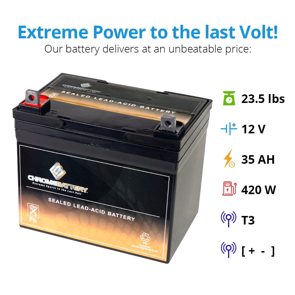 Versatile Chrome Battery 12V 35Ah Battery for Deere & Co. S92 Lawnmower