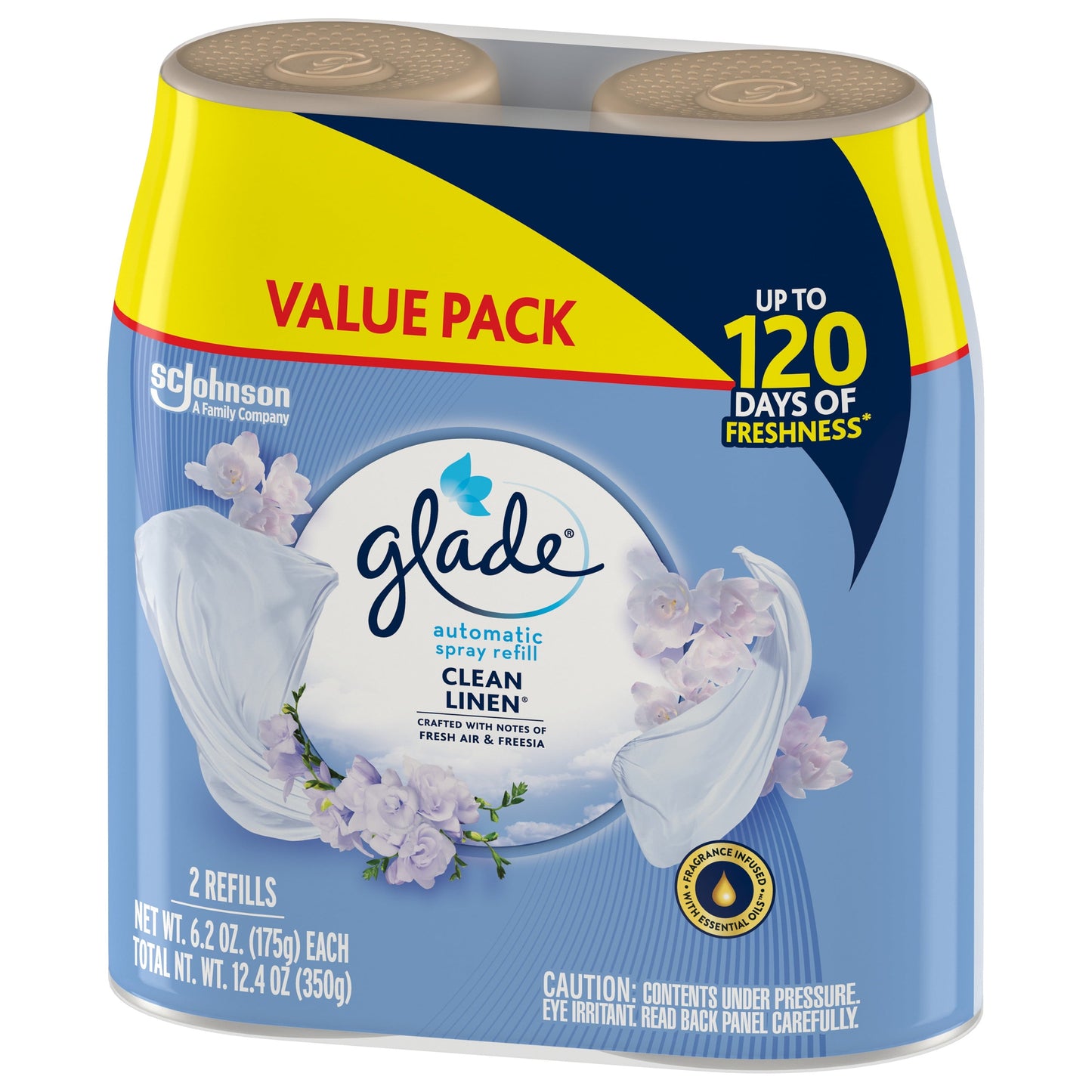 Versatile Glade Automatic Air Freshener Refill Spray Value Pack, Clean Linen, 2 Count