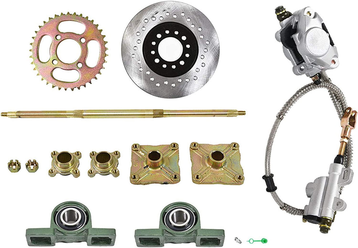 Versatile SEBLAFF 32 Rear Axle Kit + Brake Assembly +Sprocket Hub Replacement for DIY rebuild Go Kart ATV Quad Drift Trikes