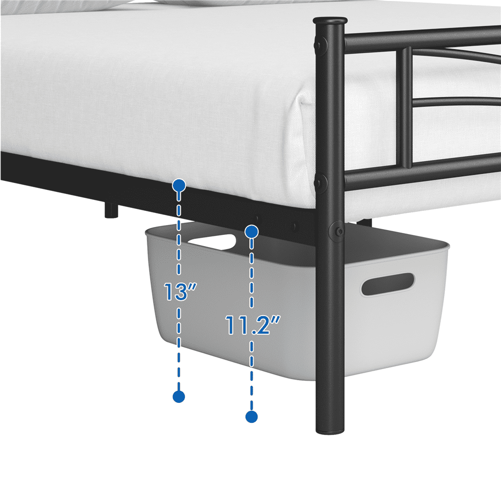 Versatile Easyfashion Skylar Cloud-Inspired Design Metal Bed, Queen, Black