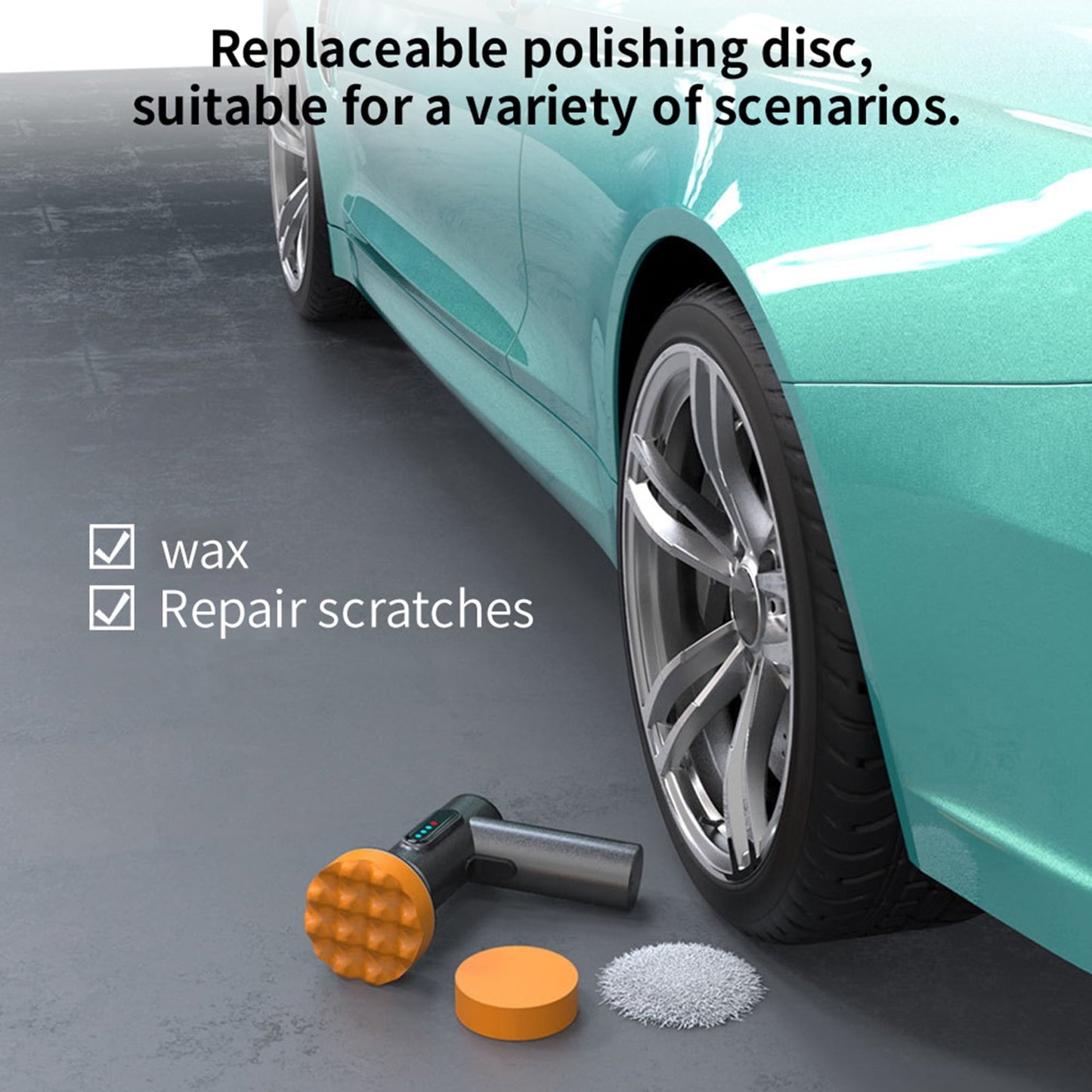 Classic Car Wireless Polishing Machine,Cordless Car Buffer Polisher Kit USB Charging Digital Display for Household Car Detailing/Waxing